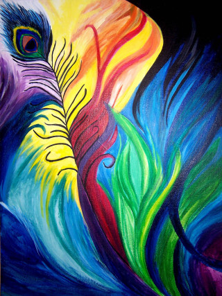 Colorful bird metaphysical abstract swirl - artist free wallpaper for mobile