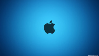 Blue apple logo blue background - beeple free wallpaper