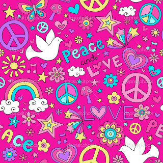 Pink peace love stars hearts - naive free wallpaper for tablet