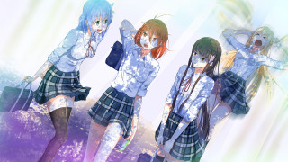 Anime girls long hair blue 46 - blue skirt free wallpaper