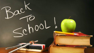 Chalkboard green apple books pencil - a green apple free wallpaper