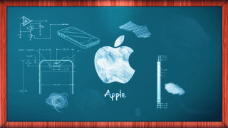 Chalkboard apple drawing pencil phone - blueprint free wallpaper