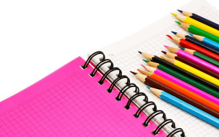 Notebook colored pencils pink black - art informel free wallpaper