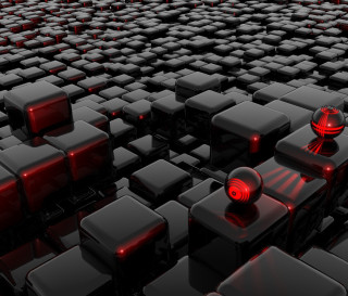 Black red cubes red lights 3 - a red light in the middle free wallpaper