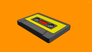 Yellow black cassette player orange - an orange background free wallpaper for desktop