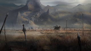 Man on horse holding weapon - a horse in a field free wallpaper