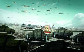 Planes flying city cars trucks - over a city free wallpaper for desktop