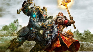 Two men armor fighting warhammers - aleksi briclot free wallpaper