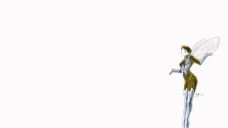 Woman yellow white costume butterfly - animation free wallpaper