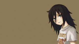 Cartoon character black hair white 2 - seductive smile free wallpaper