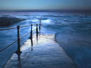 Long pier wooden fence water - a long pier free wallpaper