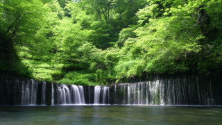 Waterfall forest clear blue water - a waterfall in a forest free wallpaper