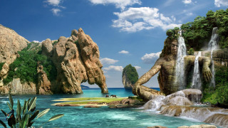 Large waterfall body of water - exekia free wallpaper