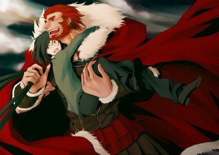 Man red hair beard sword - a red cape free wallpaper for desktop
