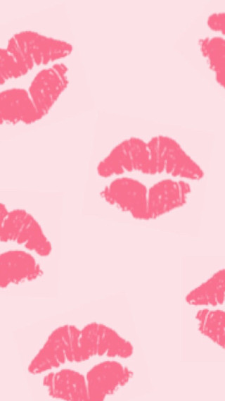 Pink background lipstick kisses pattern - a screenprint free wallpaper for mobile