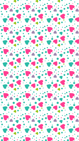 Colorful heart pattern white background - naive free wallpaper for mobile