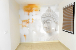 White buddha statue room window - blind free wallpaper