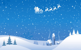 Santa sleigh flying snowy village 2 - a santa claus sleigh free wallpaper
