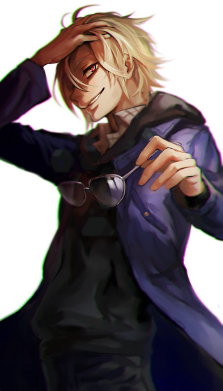 Blonde man serious expressionism portrait - free neon wallpaper