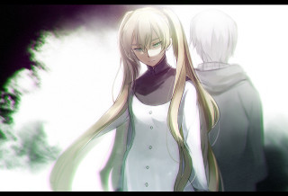 Woman blonde longhair man whitecoat - coat free wallpaper