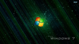 Green black windows7 logo stars - a green glow free wallpaper