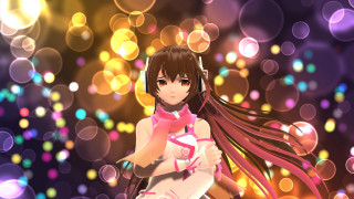 Girl long hair headphones colorful - her ear free wallpaper