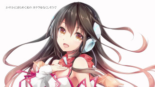 Woman long hair headphones surprised - official art free wallpaper for desktop