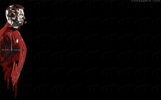 Red bird black background minimalism - a red bird free wallpaper