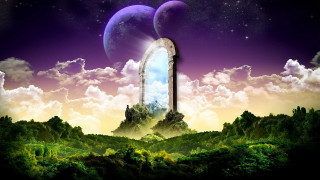 Surreal mirror mountains purple sky - surreal free wallpaper for desktop