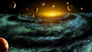 Planets spiral background bright sun - a group of planets free wallpaper