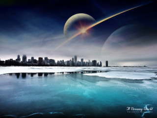 City skyline distant object water - space free wallpaper for desktop