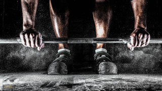 Man standing bench hands barbells - strong free wallpaper