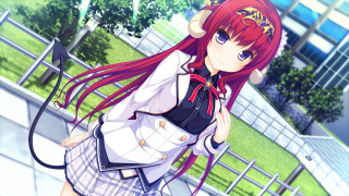 Red haired girl school uniform - a handbag free wallpaper