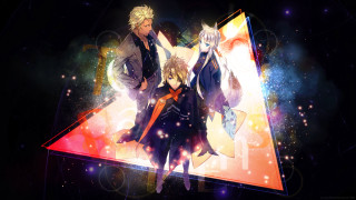Anime characters triangle stars lights - a group of anime characters free wallpaper