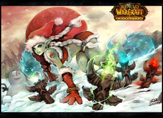 Santa woman fantasy snow magic - two other woman free wallpaper