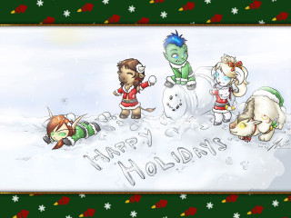 Cartoon characters snowman happy new - a happy new year free wallpaper