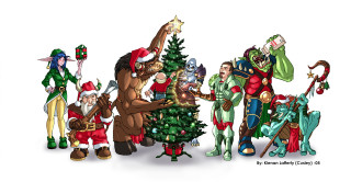 Elves christmas tree fantasy children - a christmas tree in the background free wallpaper