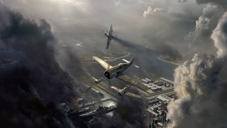 Airplanes flying city sky clouds 2 - craig mullins free wallpaper