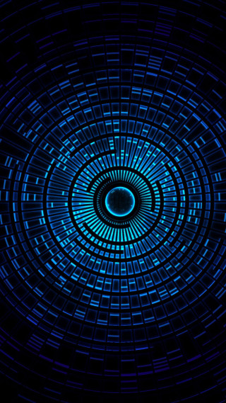 Blue circular pattern black background 2 - blueprint free wallpaper