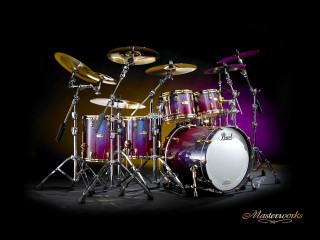 Purple yellow drumset black background - eric peterson free wallpaper