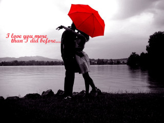 Couple kissing umbrella lake quote - the book free wallpaper