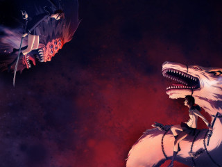 Woman riding white horse giant - a giant monster free wallpaper for desktop