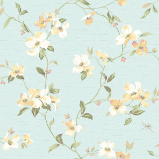 Blue wallpaper yellow white flowers - a flemish baroque free wallpaper for tablet