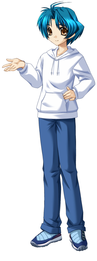 Blue hair white hoodie blue - character portrait free wallpaper