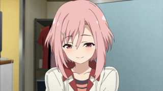 Girl pink hair white shirt - short smile free wallpaper