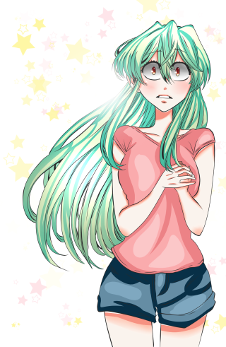 Girl green hair glasses pink - an anime free wallpaper