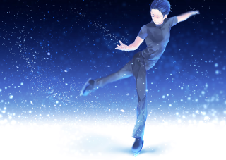 Skating snowfall aurora moon stars - his leg free wallpaper