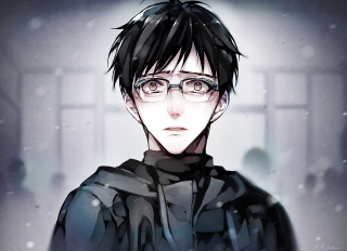 Man glasses black shirt snow - a window behind free wallpaper