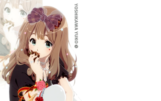 Girl bow mirror flower hand - her head holding free wallpaper