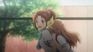 Girl long hair backpack tree - a pastel free wallpaper for desktop